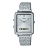 Casio,Men's Watch Analog-Digital, Silver Dial Silver Stainless Steel Mesh Band, MTP-B205M-7EDF