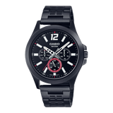 Casio,Men's Watch Analog, Black Dial Black Stainless Steel Band, MTP-E350B-1BVDF
