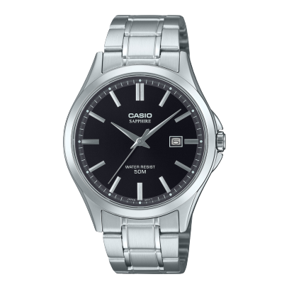 Casio men analog watch, black-109 dial with stainless steel band, model CS-MTS-115D-1AVDF, Bahrain