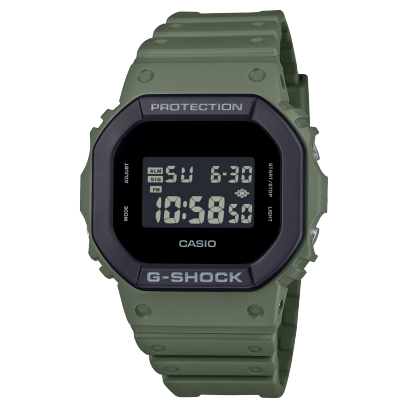 G-Shock men analog watch, digital dial with green resin band, model GS-DW-5610UU-3DR, Bahrain