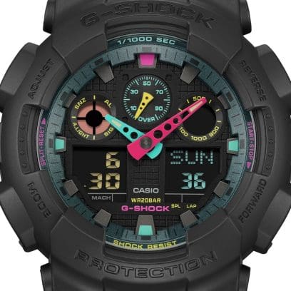 G-Shock Men's Watch Analog & Digital Combo, Black & Green Dial Black Resin Band, GA-100MF-1ADR