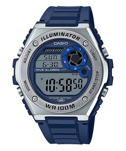 Casio,Men's Watch Digital, Blue Dial Blue Resin Band, MWD-100H-2AVDF