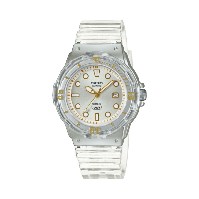 Casio men analog watch, silver dial with translucent resin band, model CS-LRW-200HS-7EVDF, Bahrain