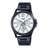 Casio,Men's Watch Analog, White Dial Black Stainless Steel Band, MTP-E350B-7BVDF