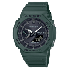 G-Shock Men's Bluetooth Watch Analog-Digital Dial with Green Resin Band, GA-B2100-3ADR