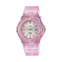 Casio Women's Watch Analog Pink Dial With Translucent Resin Band, LRW-200HS-4EVDF