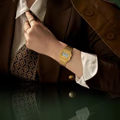 Casio Vintage Unisex Watch Digital Gold Dial With Gold Stainless Steel Band, A700WEVG-9ADF