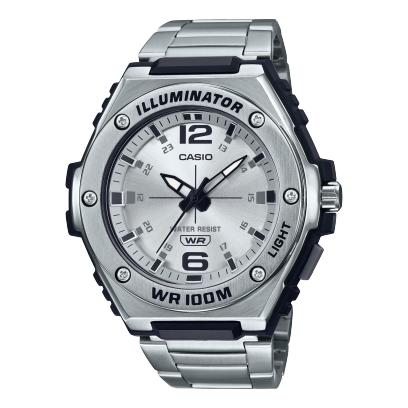 Casio, Men’s Watch Analog, Silver Dial Silver Stainless Steel Band, MWA-100HD-7AVDF