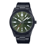 Casio, Men’s Watch Analog, Green Dial Black Stainless Steel Band, MTP-VD02B-3EUDF