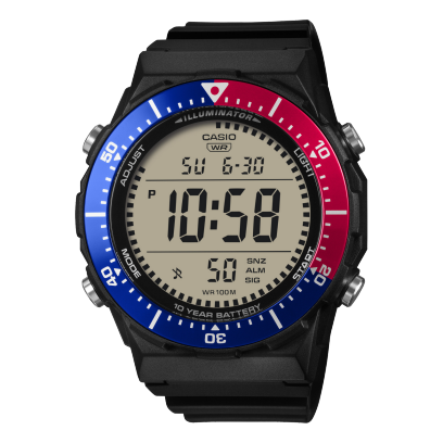 Casio men analog watch, white dial with rotating bezel and black resin band, model CS-AE-1700H-1A2VDF, Bahrain