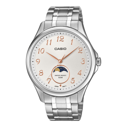Casio men analog watch, white-1 dial with stainless steel band, model CS-MTP-M110D-7AVDF, Bahrain