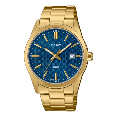 Casio, Men’s Watch Analog,Blue Dial Gold Stainless Steel Band, MTP-VD03G-2AUDF