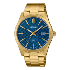 Casio, Men’s Watch Analog,Blue Dial Gold Stainless Steel Band, MTP-VD03G-2AUDF