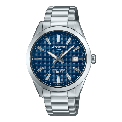 Edifice men analog watch, blue dial with date display with blue dial and stainless steel strap, model GS-EFV-160D-2AVDF, Bahrain