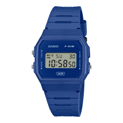 Casio unisex analog watch, black dial with blue resin band, model CS-F-91WB-2A1DF, Bahrain