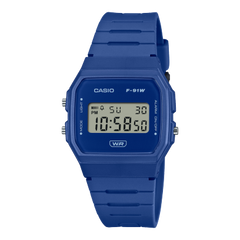 Casio Unisex Watch Digital Dial with Blue Resin Band, F-91WB-2A1DF