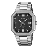 Casio men analog watch, black dial with stainless steel strap, model CS-MTP-B195D-1AVDF, Bahrain