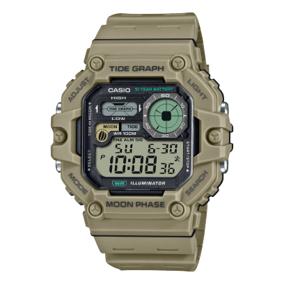 Casio men analog watch, black dial with brown resin band, model CS-WS-1700H-5AVDF, Bahrain