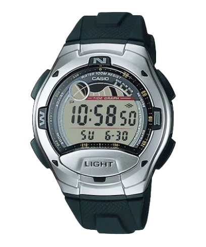 Casio, Men’s Watch Digital, Silver Dial Black Resin Band, W-753-1AVDF