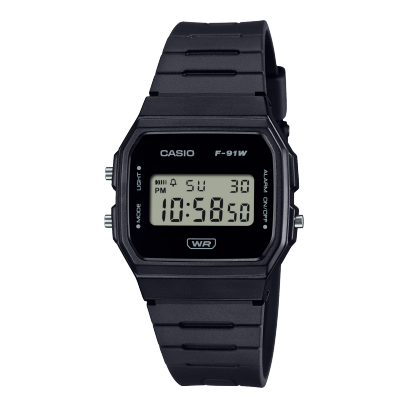 Casio Unisex Watch Digital Dial with Black Resin Band, F-91WB-1ADF