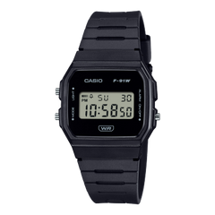 Casio Unisex Watch Digital Dial with Black Resin Band, F-91WB-1ADF