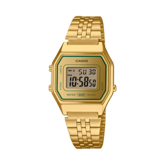 Casio Vintage Women's Watch Analog Digital Dial with Gold Stainless Steel Band, LA680WEGV-9ADF