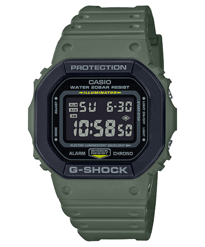 G-Shock Men's Watch Digital Dial with Green Resin Band, DW-5610SU-3DR