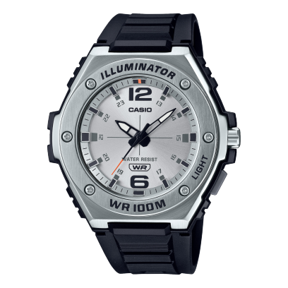 Casio men analog watch, silver dial with comfortable strap, model CS-MWA-100H-7AVDF, Bahrain