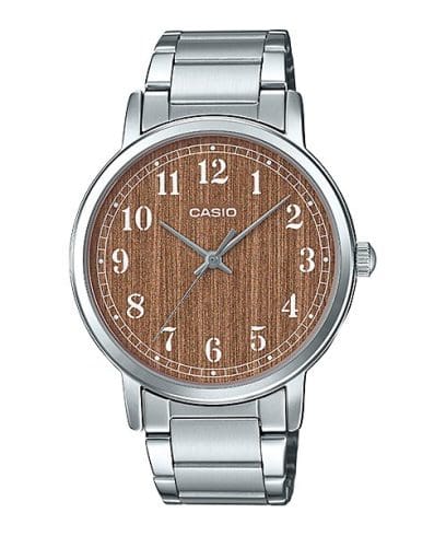 Casio men analog watch, brown dial with comfortable strap, model CS-MTP-E145D-5B2DF, Bahrain