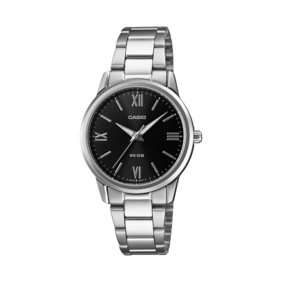 Casio men analog watch, black dial with stainless steel strap, model CS-LTP-1303DD-1AVDF, Bahrain