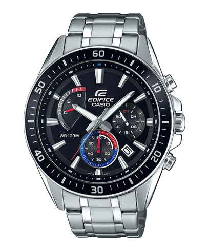 EdificeMen's Watch Analog Black Dial with Silver Stainless Steel Band, EFR-552D-1A3VUDF