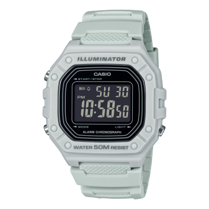 Casio Men's Watch Digital Black Dial with White Resin Band, W-218H-8BVDF