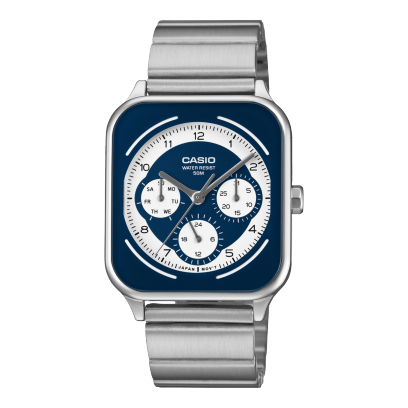 Casio men analog watch, blue dial with stainless steel strap, model CS-MTP-M307D-2BVDF, Bahrain