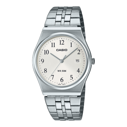 Casio men analog watch, white dial with comfortable strap, model CS-MTP-B145D-7BVDF, Bahrain
