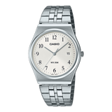 Casio, Menâ€™s Watch Analog,White Dial Silver Stainless Steel Band, MTP-B145D-7BVDF