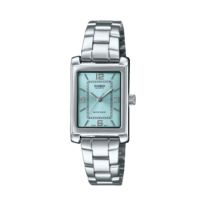 Casio Women's Watch Analog Tiffany Blue Dial with Silver Stainless Steel Band, LTP-1234DD-2ADF