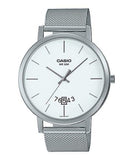 Casio, Menâ€™s Watch Analog, White Dial Brown Stainless Steel Mesh Band, MTP-B100M-7EVDF
