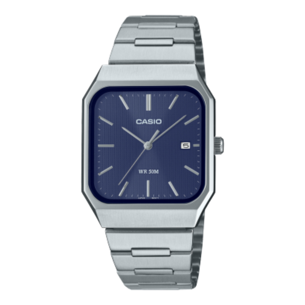 Casio Men's Watch Analog Blue Dial with Stainless Steel Band, MTP-B185D-2A1VDF