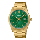 Casio, Men’s Watch Analog,Green Dial Gold Stainless Steel Band, MTP-VD03G-3AUDF