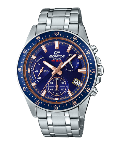 Edifice Men's Chronograph Watch Analog Blue Dial with Silver Stainless Steel Band, EFV-540D-2AVUDF