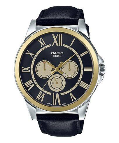 Casio, Men's Watch Analog, Black Dial Black Leather Band, MTP-E318L-1BVDF