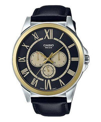 Casio, Men's Watch Analog, Black Dial Black Leather Band, MTP-E318L-1BVDF