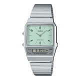Casio Vintage Unisex Watch Analog-Digital Pastel Dial With Silver Stainless Steel Band, AQ-800E-3ADF