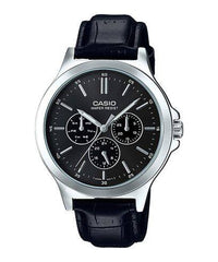 Casio, Men’s Watch Analog, Black Dial Black Leather Band, MTP-V300L-1AUDF