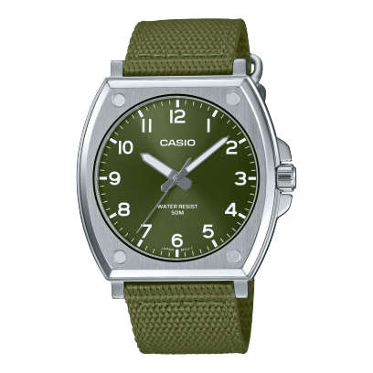 Casio Men's Watch Analog Green Dial With Green Cloth Band, MTP-E730C-3AVDF