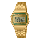 Casio Unisex Watch Digital Dial with Gold stainless steel Band, A158WEGV-9ADF