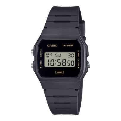 Casio unisex analog watch, black dial with black resin band, model CS-F-91WB-8ADF, Bahrain