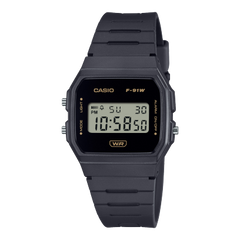 Casio Unisex Watch Digital Dial with Black Resin Band, F-91WB-8ADF