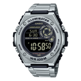 Casio,Men's Watch Digital, Black Dial Silver  Stainless Steel Band, MWD-100HD-1BVDF