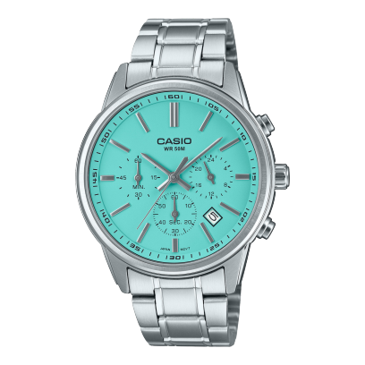 Casio Men's Watch Analog Tiffany Blue Dial With Silver Stainless Steel Band, MTP-E515D-2A2VDF